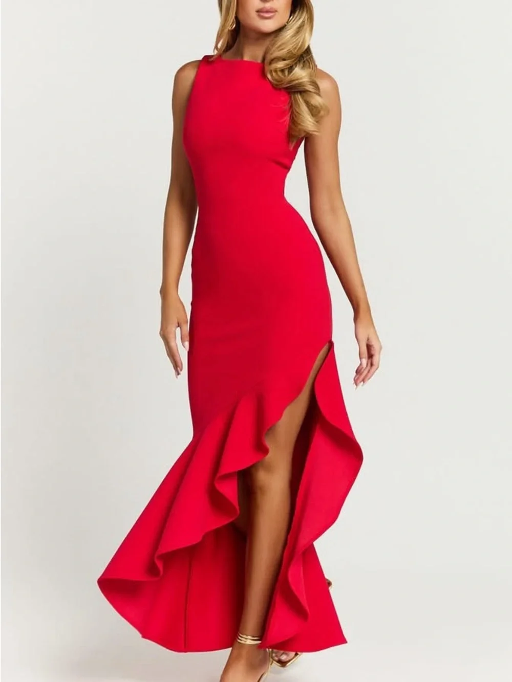 NWT REVOLVE SAINTS & SECRETS SHOWPO Luiza red ruffle corset back dress US /XS - Picture 3 of 13